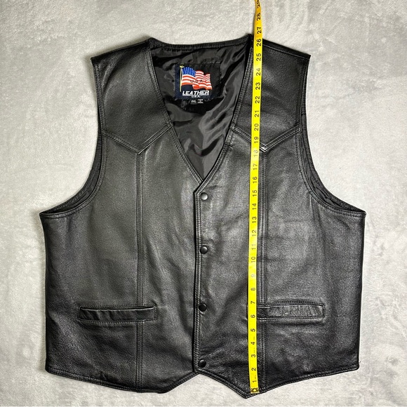 Leather USA Vietnam Veteran Vest - Black - Men’s 2XL Biker Patch - Picture 5 of 12